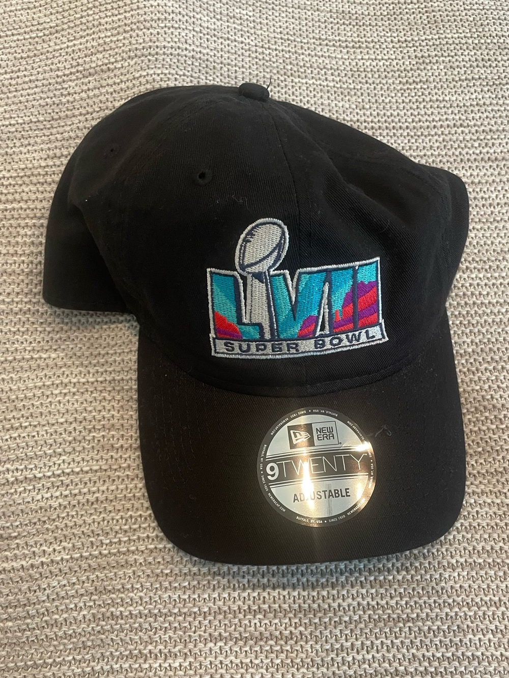 New Era Black Super Bowl LIV Logo Cap with Teal & Pink Accents